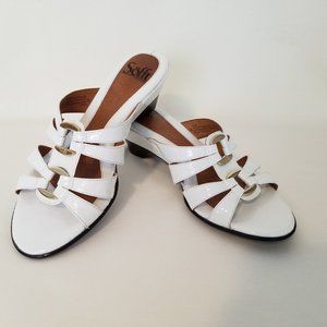 Sofft White Patent Leather Slide Wedge Sandals, 7M